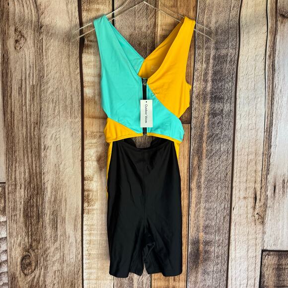 Outdoor Voices Bodysuit Colorblock STW Cutout Performance Athleisure Small NWT - Picture 1 of 10